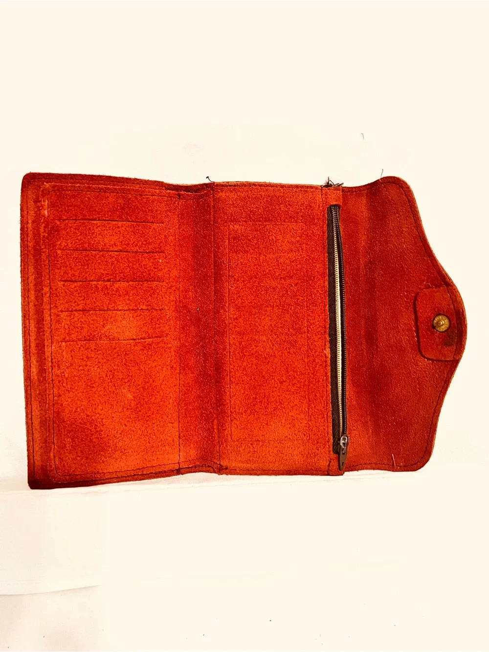 Vintage Suede Leather Envelope Clutch/Check Book-Coin Zip Comp.-CC Holders-Haiti